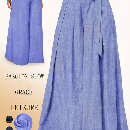 Valerie | High-Waisted Wide Leg Pants with Elegant Bow