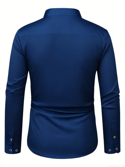 Zaxent | Elegant Long Sleeve Shirt with Vintage Details and Classic Cut