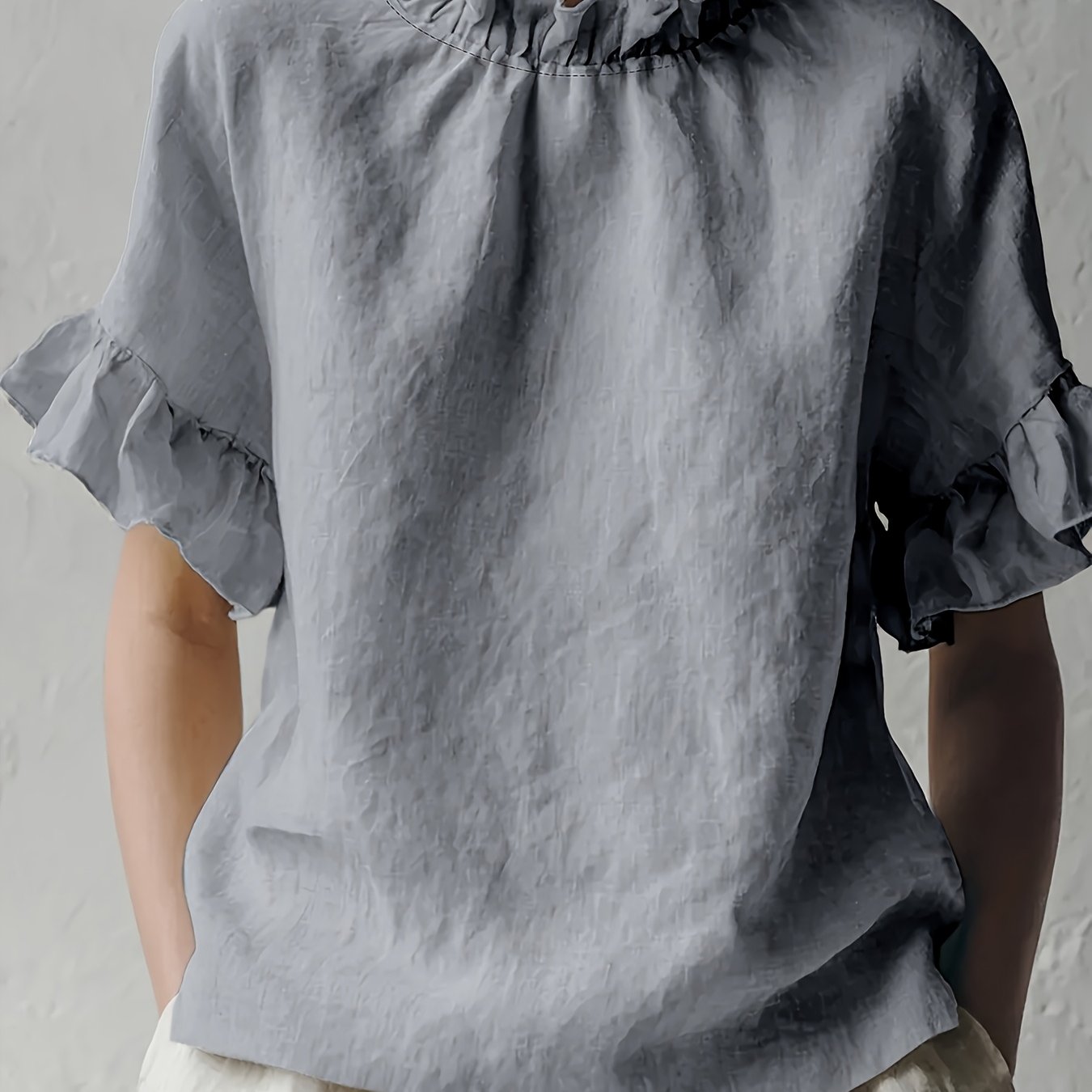 Yuna™ Solid Color Casual Blouse with Elegant Collar