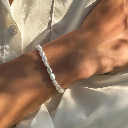 Bailey | 1pc Irregular Baroque Style Imitation Pearl Bracelet with Customized Temperament
