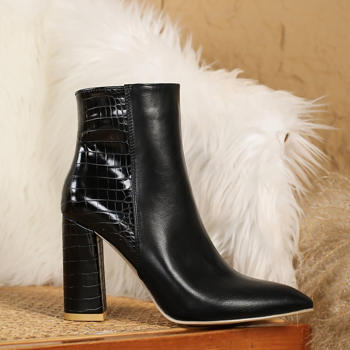 Alexandra | Elegant Western Style Wide Heel Pointed Toe Booties