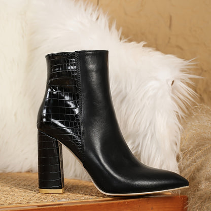 Alexandra | Elegant Western Style Wide Heel Pointed Toe Booties