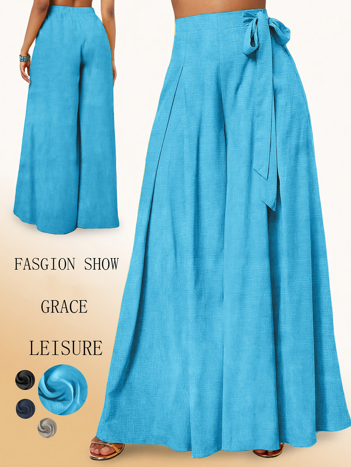 Valerie | High-Waisted Wide Leg Pants with Elegant Bow