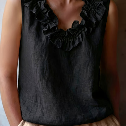 Katherine | Sleeveless Ruffled Loose Cut Blouse for Spring/Summer