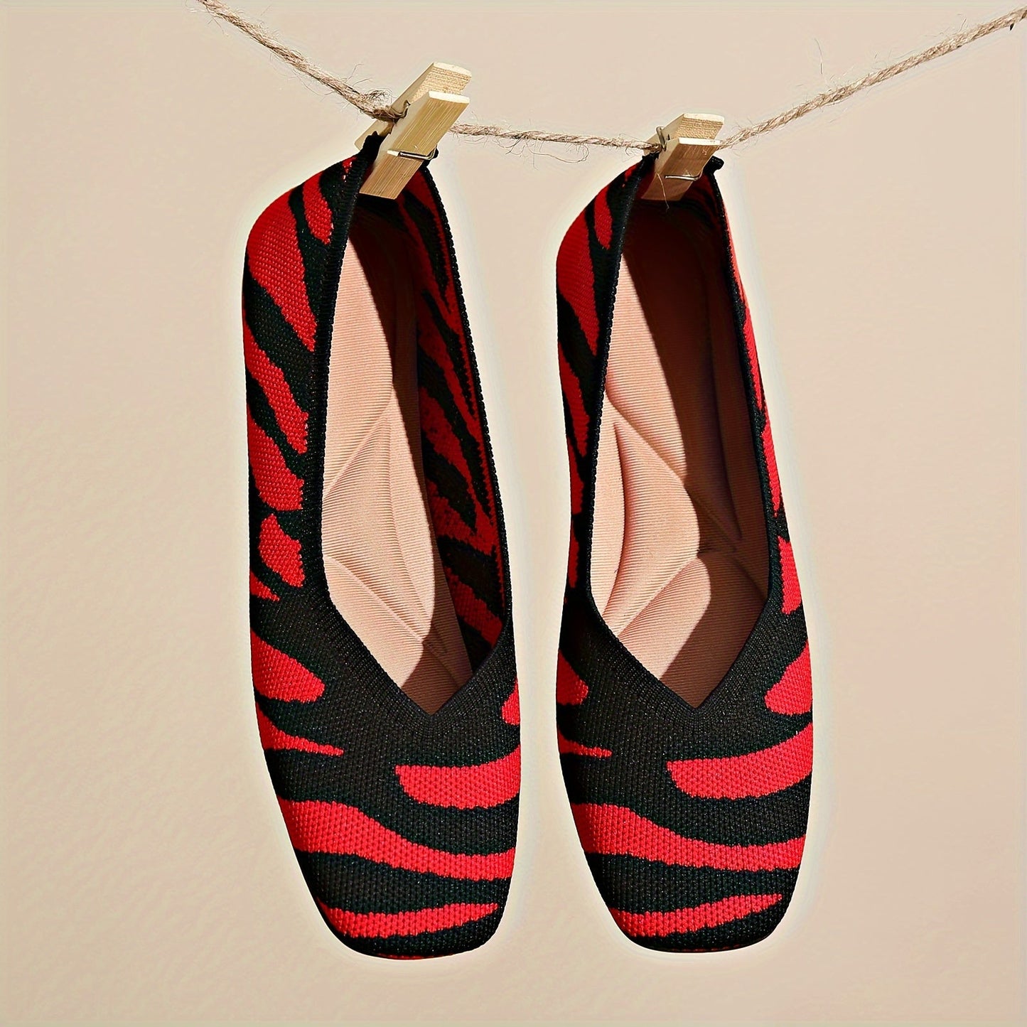 Ivara™ Elegant Flats with Zebra Print and Square Toe