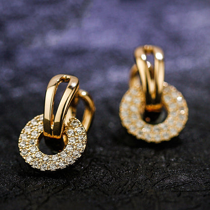 Louise | Round Earrings with Brilliant Cubic Zirconia and Elegant Silver Finish