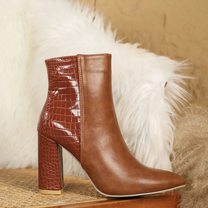 Alexandra | Elegant Western Style Wide Heel Pointed Toe Booties