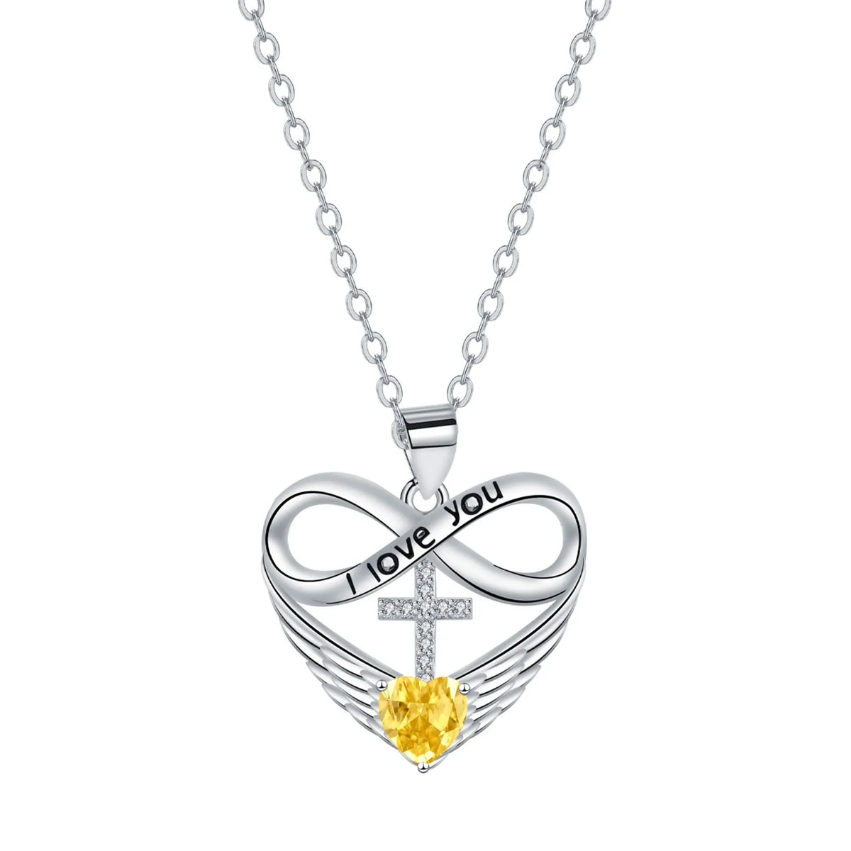 Valencia | Red Heart Necklace with Angel Wings and Cross