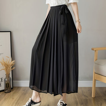 Caexine | Wide Leg Pleated Pants with Elegant Cut