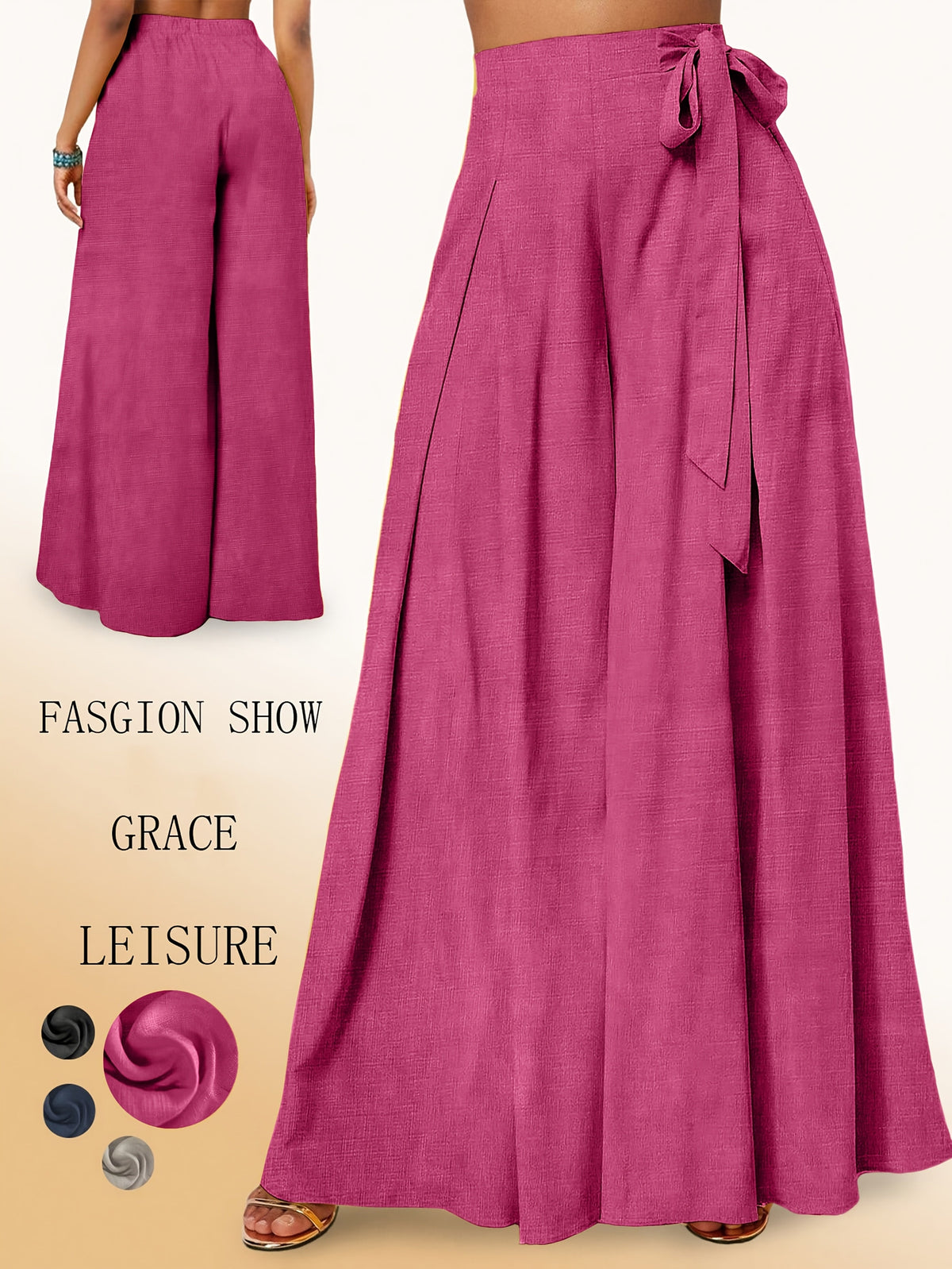 Valerie | High-Waisted Wide Leg Pants with Elegant Bow