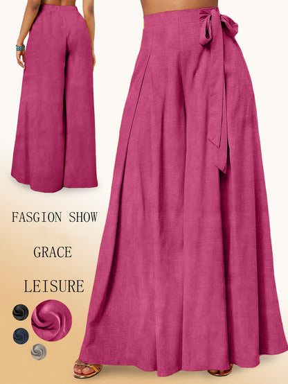 Valerie | High-Waisted Wide Leg Pants with Elegant Bow