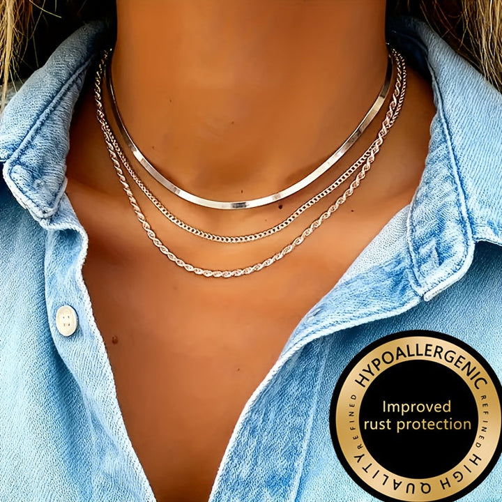 Winsley™ Elegant Three-Layer Necklace with Gold Finish