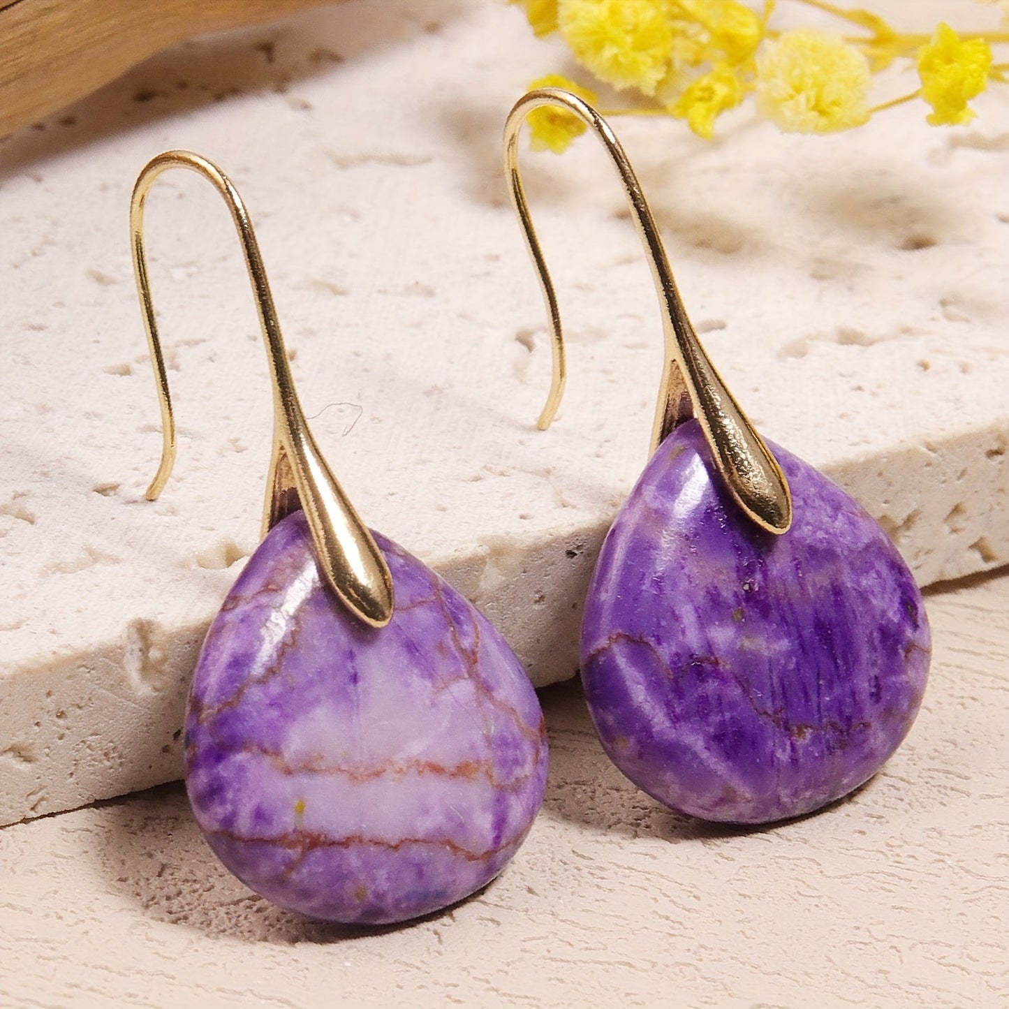 Mirea | Natural Stone Drop-Shaped Earrings with Elegant Style