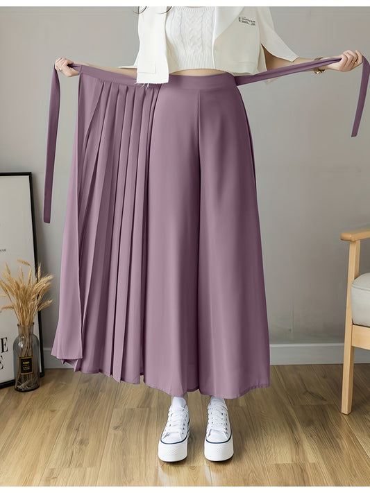 Caexine | Wide Leg Pleated Pants with Elegant Cut