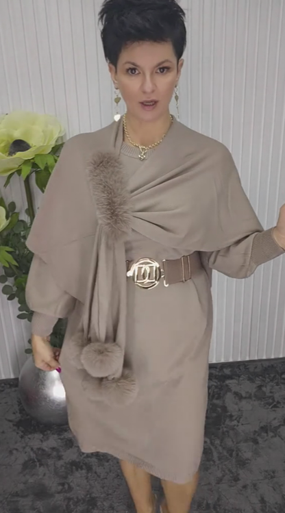Danira | Women's Long Sleeve Dress with Soft Decorative Scarf