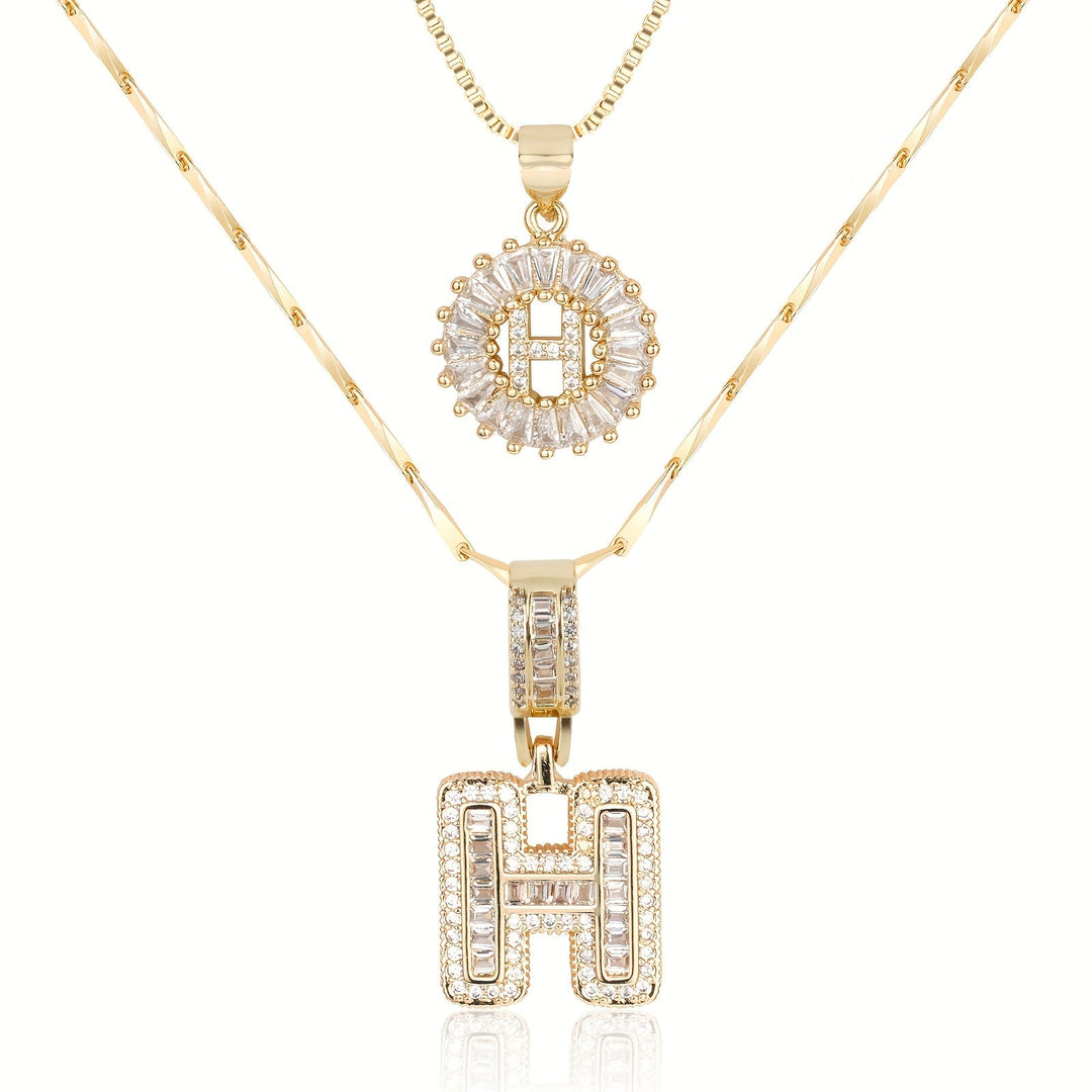 Primrose™ Initial Letter Necklaces with 14k Diamonds (2 pieces)