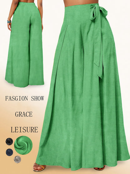 Valerie | High-Waisted Wide Leg Pants with Elegant Bow