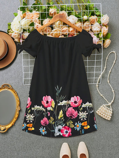 Viviana | A Floral Print Dress with Bow Decoration