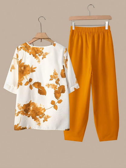 Fynley | Printed Two-Piece Set with Blouse and Comfortable Pants