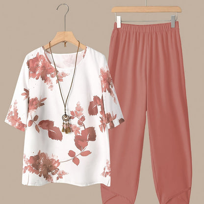 Fynley | Printed Two-Piece Set with Blouse and Comfortable Pants