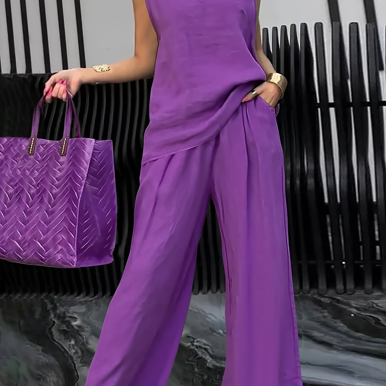 Kalia™ Casual Two-Piece Set with Sleeveless Top and Wide Leg Pants