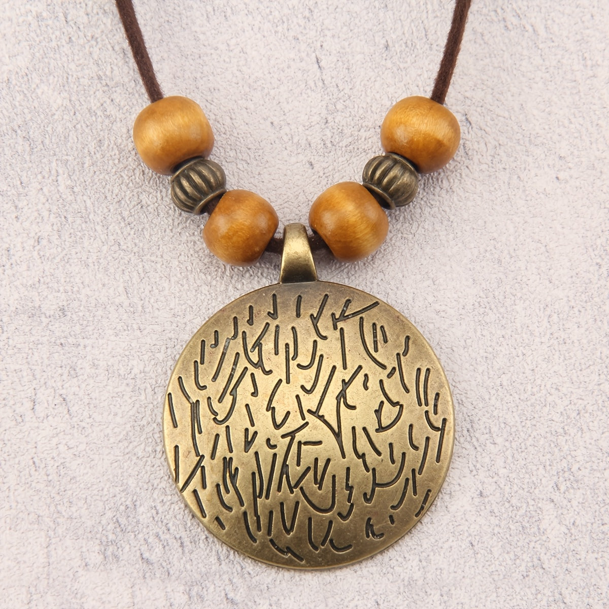 Vance | Vintage-Style Long Beaded Necklace with Round Pendant