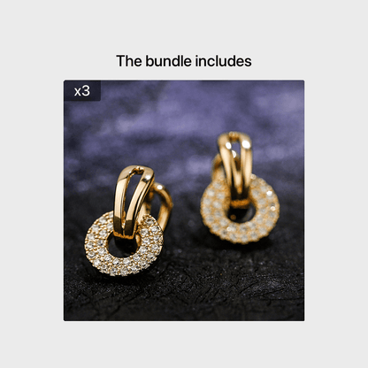 Louise | Round Earrings with Brilliant Cubic Zirconia and Elegant Silver Finish