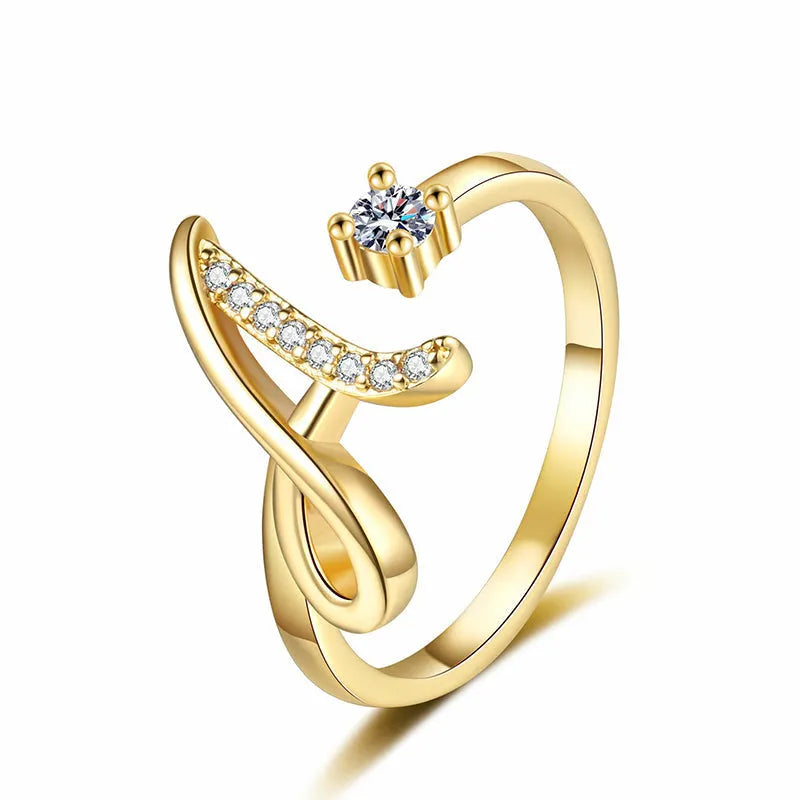 Miranda | Adjustable Ring with Shiny Initial
