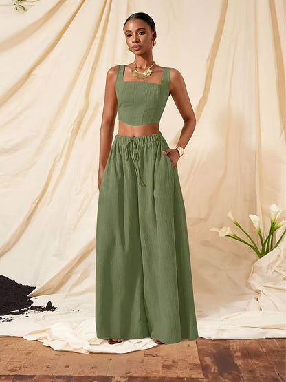 Alessia | Tank Top and Wide-Leg Pants Set with Pockets