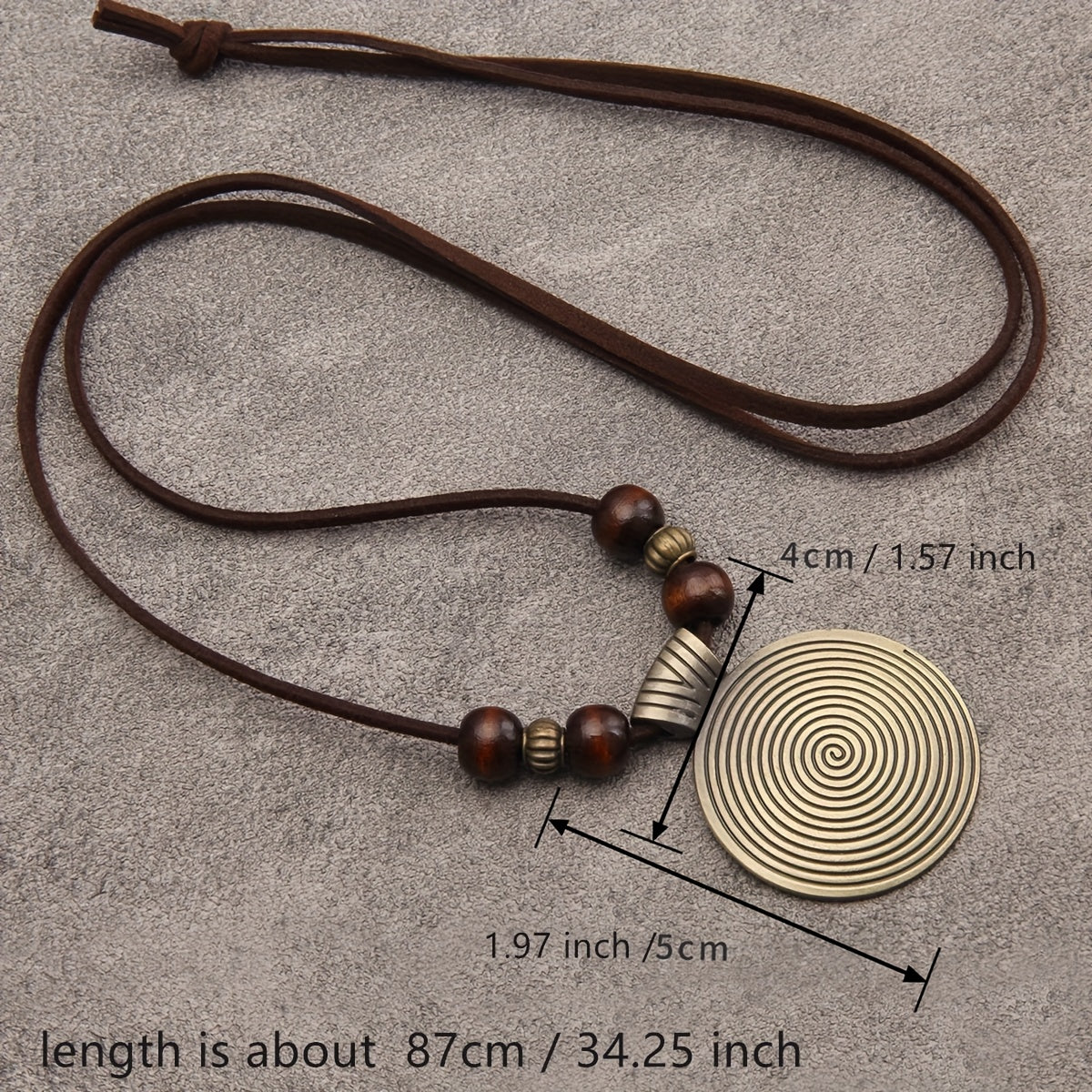 Vance | Vintage-Style Long Beaded Necklace with Round Pendant