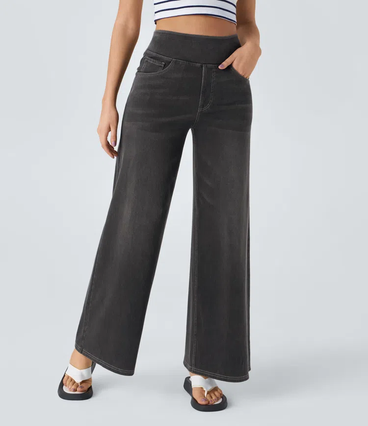 Karellea™ High-Waisted Wide Leg Stretch Jeans
