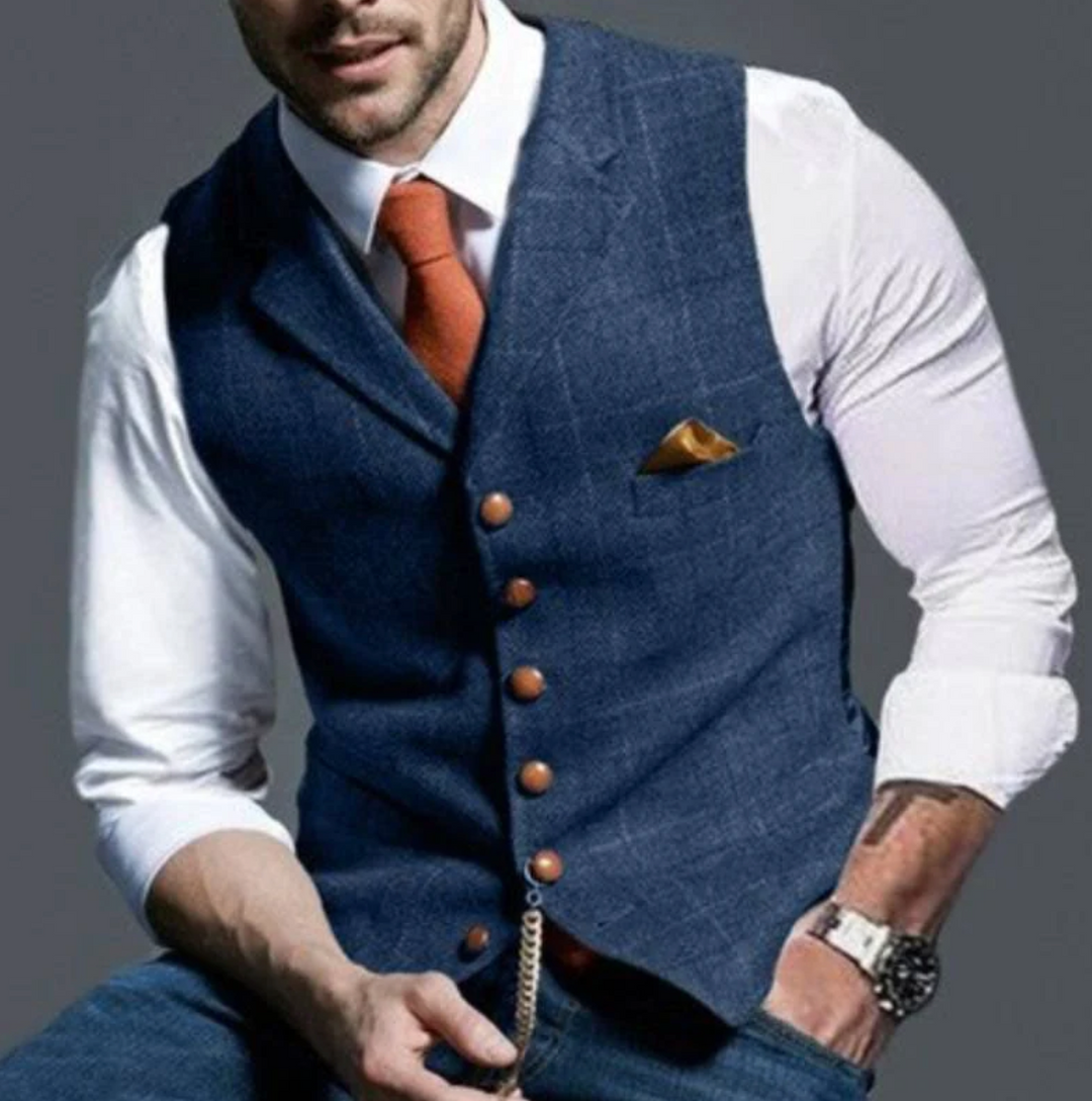 Talvex™ Elegant Men’s Fabric Vest in Classic Style
