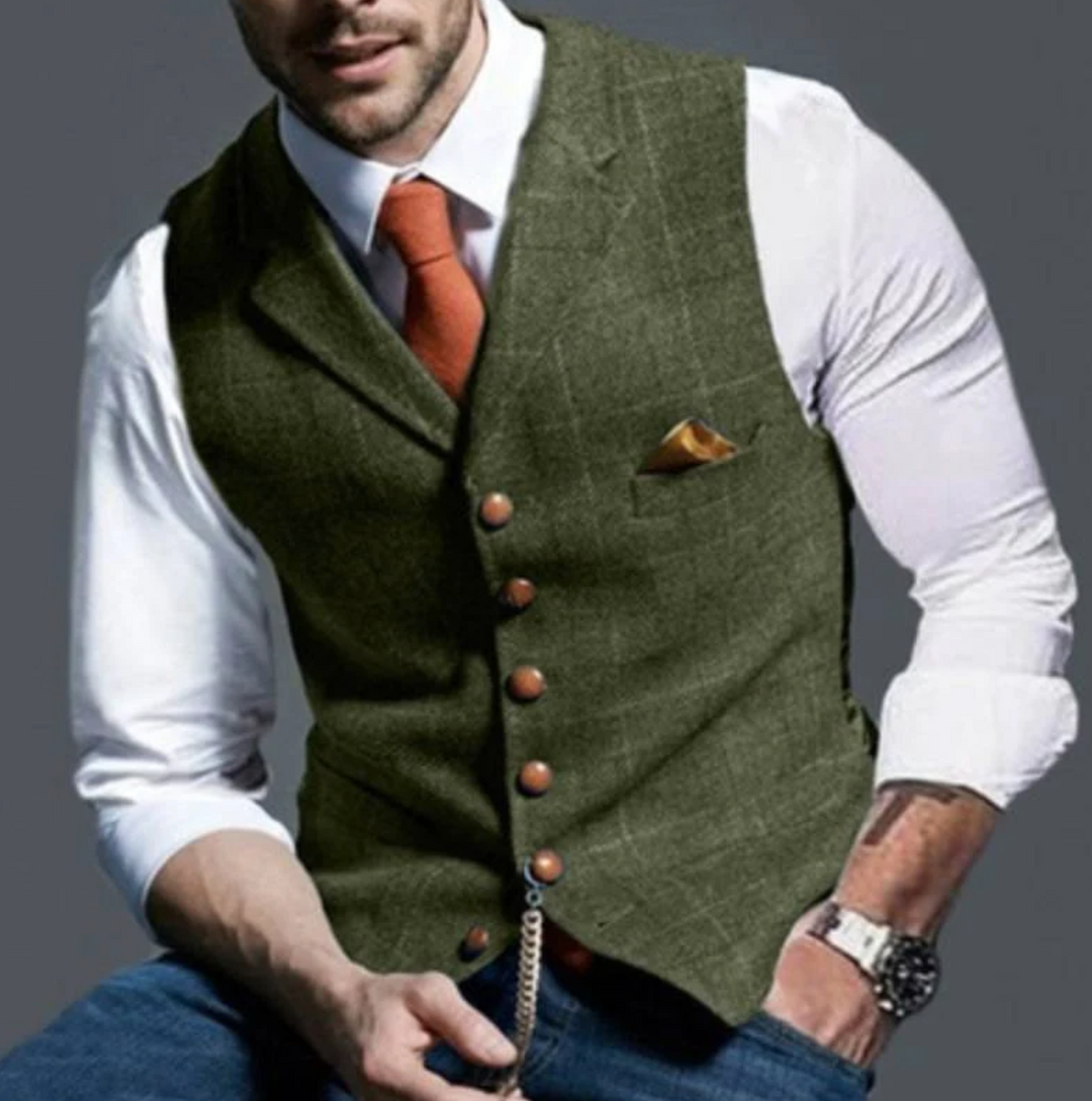 Talvex™ Elegant Men’s Fabric Vest in Classic Style