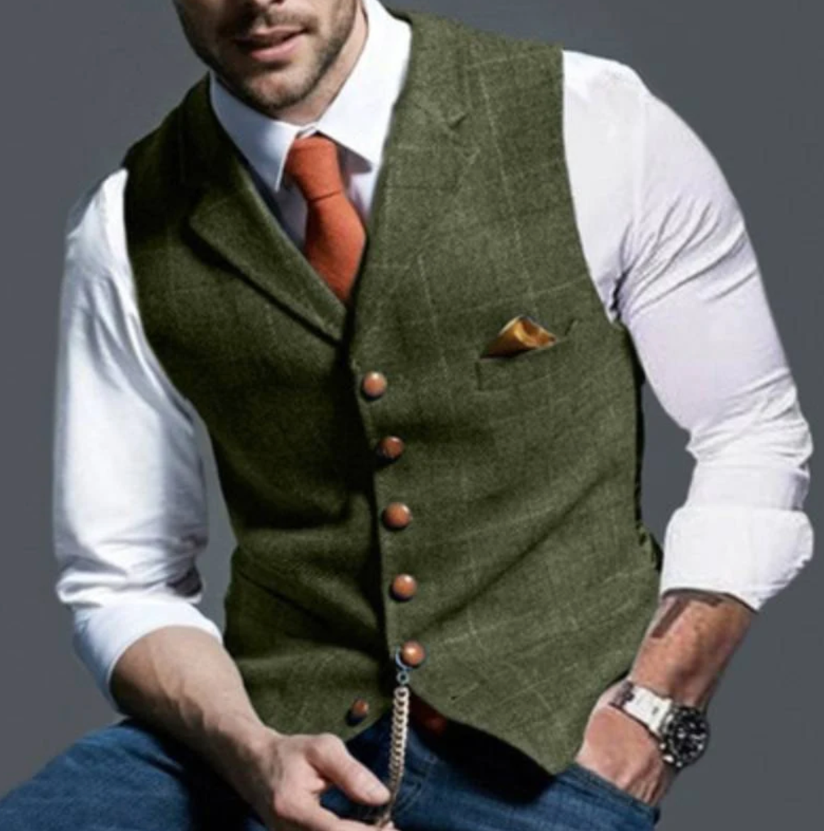 Talvex™ Elegant Men’s Fabric Vest in Classic Style