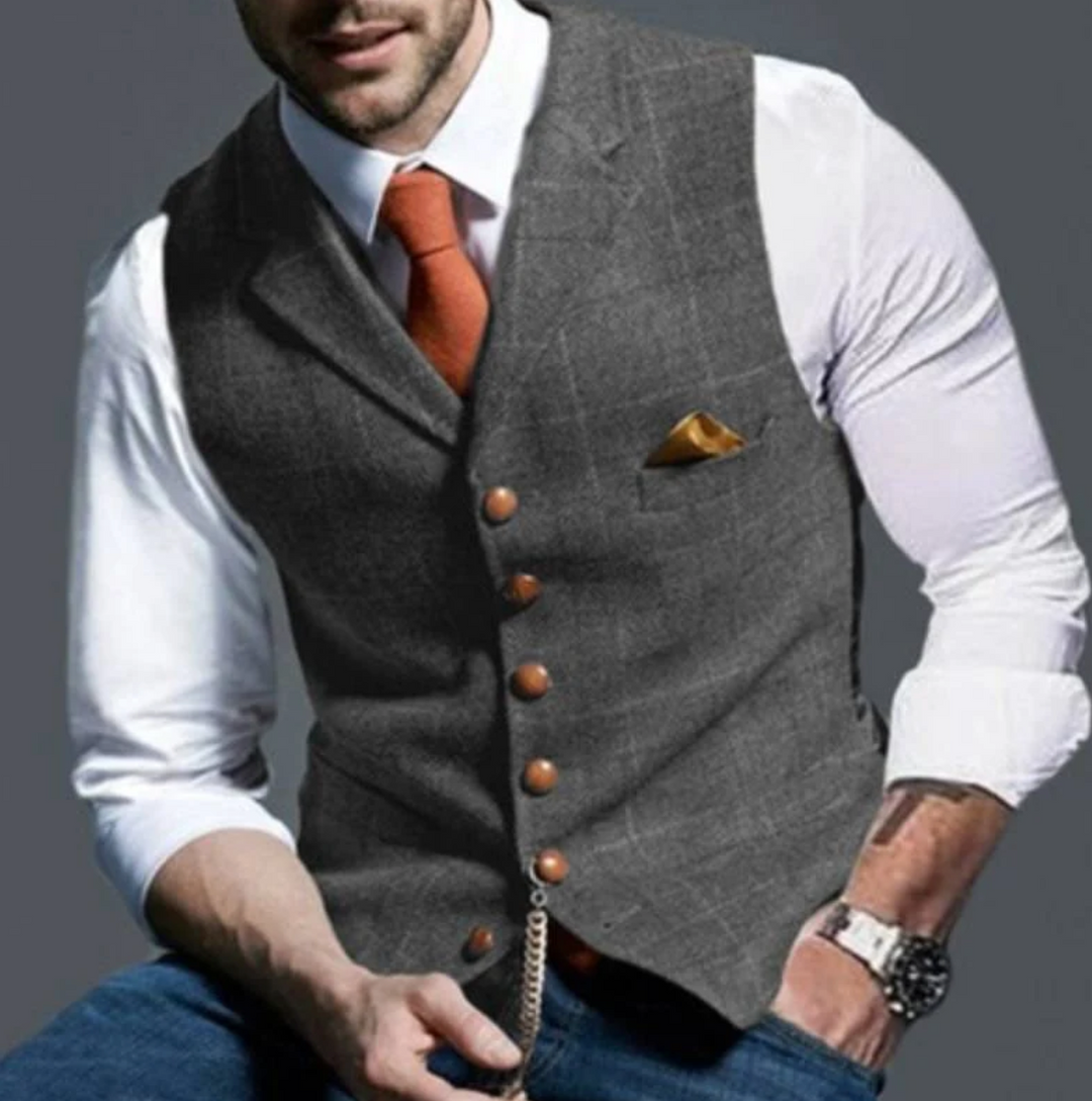 Talvex™ Elegant Men’s Fabric Vest in Classic Style