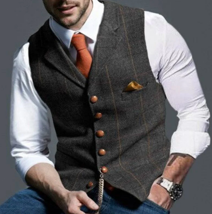 Talvex™ Elegant Men’s Fabric Vest in Classic Style