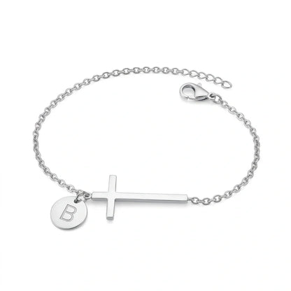 Elodryn™ Sacred Initial Bracelet – Personalized Cross