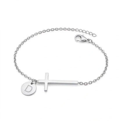 Elodryn™ Sacred Initial Bracelet – Personalized Cross