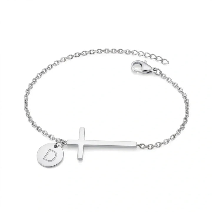 Elodryn™ Sacred Initial Bracelet – Personalized Cross