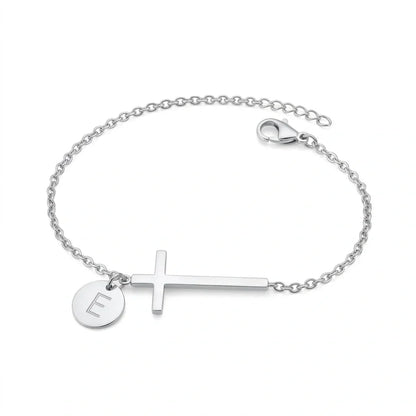 Elodryn™ Sacred Initial Bracelet – Personalized Cross