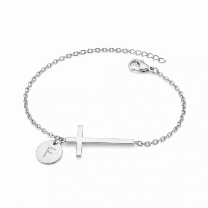 Elodryn™ Sacred Initial Bracelet – Personalized Cross