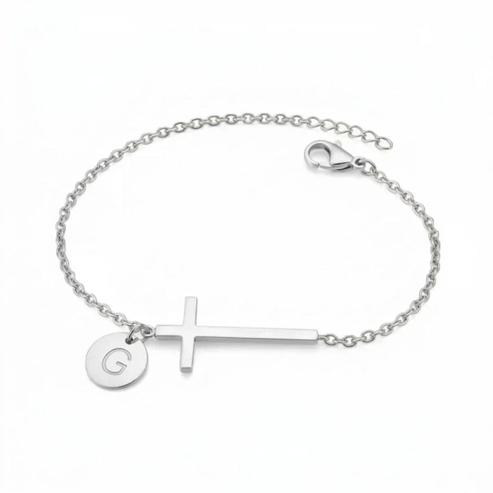 Elodryn™ Sacred Initial Bracelet – Personalized Cross
