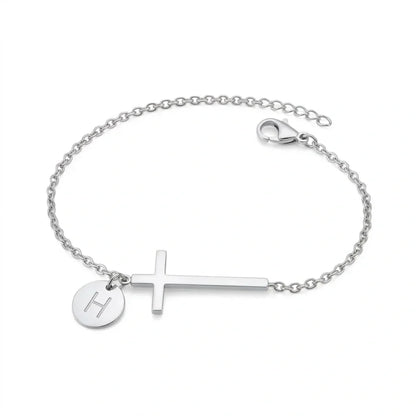 Elodryn™ Sacred Initial Bracelet – Personalized Cross