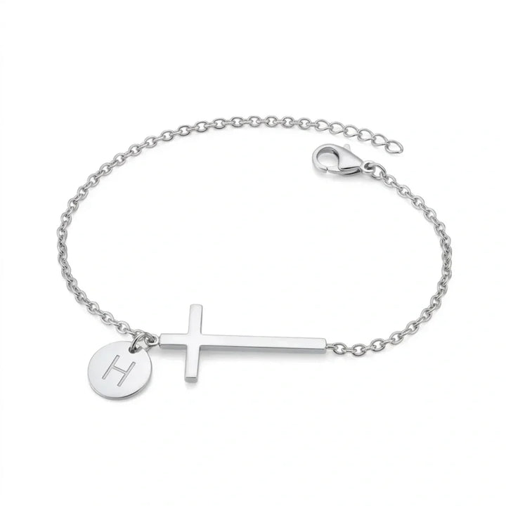 Elodryn™ Sacred Initial Bracelet – Personalized Cross