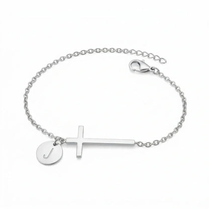 Elodryn™ Sacred Initial Bracelet – Personalized Cross