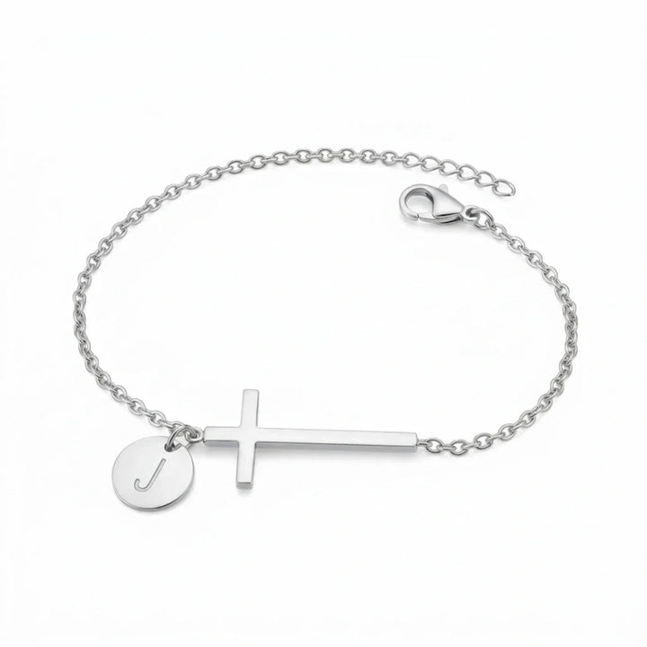 Elodryn™ Sacred Initial Bracelet – Personalized Cross