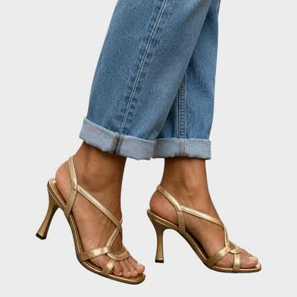 Florentina | Elegant Gold Heeled Sandals