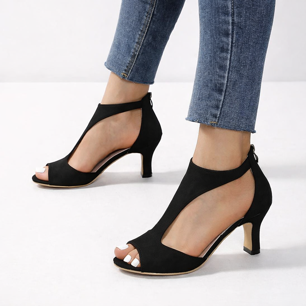 Alouettea™ Heeled Shoes with Side Cut-Out and Peep Toe