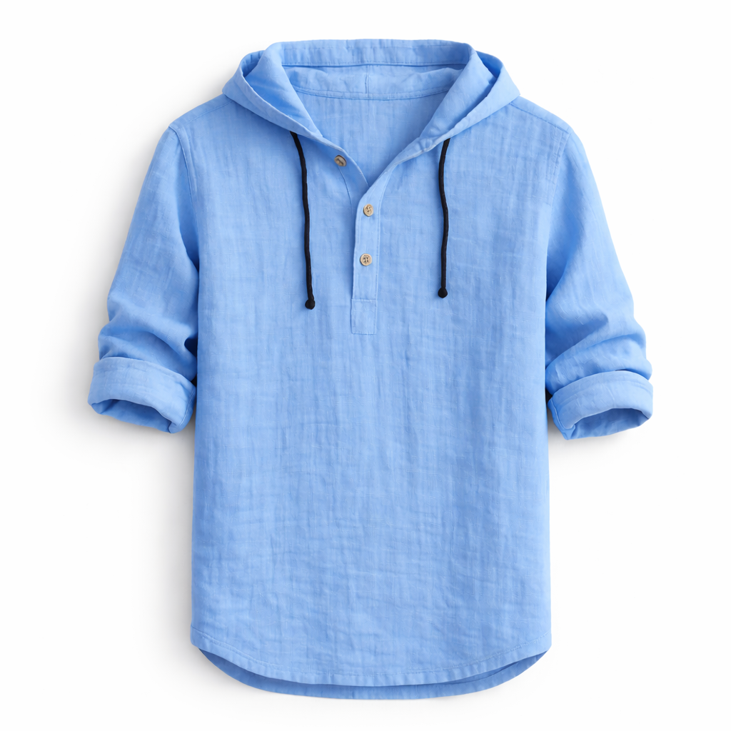 Delvaro™ Men's Linen Shirt with Hood and Relaxed Style