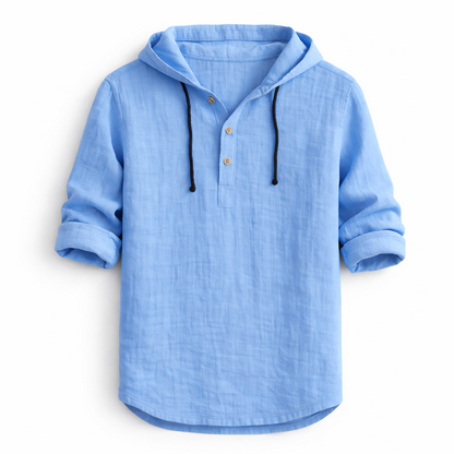 Delvaro™ Men's Linen Shirt with Hood and Relaxed Style